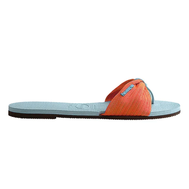 【havaianas 哈瓦仕】平底涼鞋 女鞋 拖鞋 巴西 You St Tropez Basic 藍橘 4146086-2404W(哈瓦士)