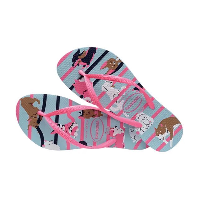 【havaianas 哈瓦仕】拖鞋 童鞋 兒童 夾腳拖 狗狗 巴西 Kids Slim Pets 藍色 4132567-2404K(哈瓦士)