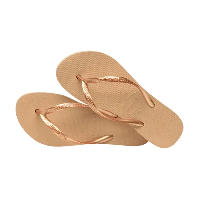 【havaianas 哈瓦仕】拖鞋 女鞋 夾腳拖 厚底 巴西 Slim Flatform 金色 4144537-0570W(哈瓦士)