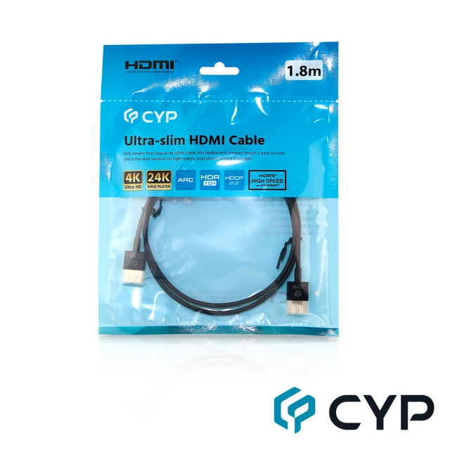 【CYP】CBL-H100 1.8m HDMI極細線(4K HDCP2.2 HDMI線)