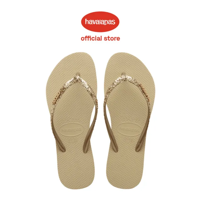 【havaianas 哈瓦仕】拖鞋 女鞋 夾腳拖 閃亮 巴西 Slim Glitter II 沙灰色 4146975-0154W(哈瓦士)