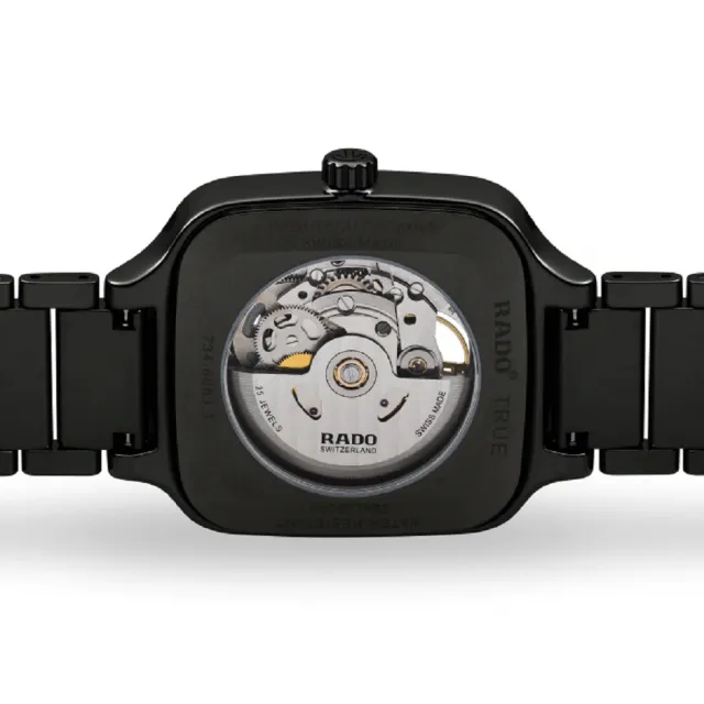 【Rado 雷達表】True真系列方形鏤空陶瓷自動上鍊機械腕錶/38mm/R04(R27086162)