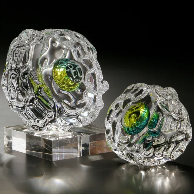 【TOP ART LIVING】素心澄明 Pure-小-黃綠 圖右(琉璃  送禮 藝品 藝術禮品 立陶宛製)