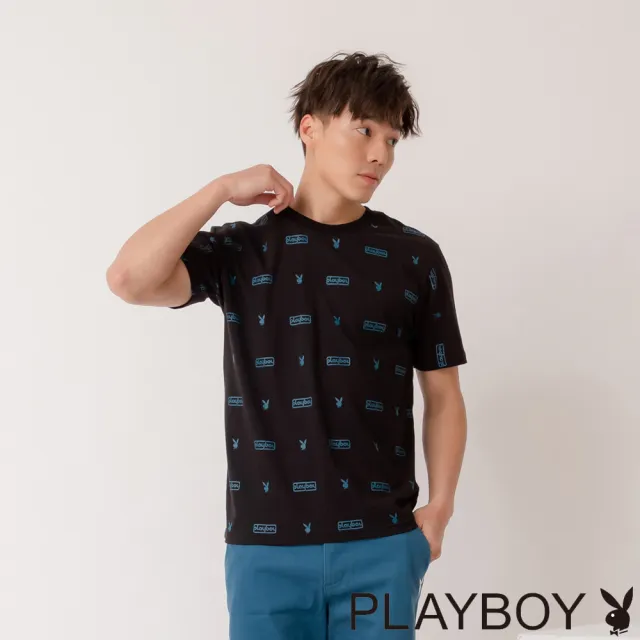 【PLAYBOY】經典LOGO滿版T(深海藍)