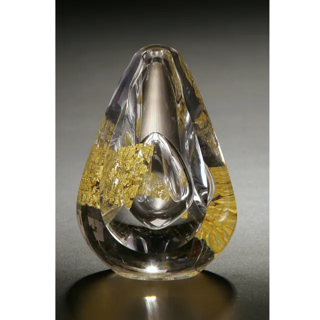 【TOP ART LIVING】海洋之鑽-小 金黃 切面蛋型(琉璃  送禮 藝品 藝術禮品 立陶宛製)