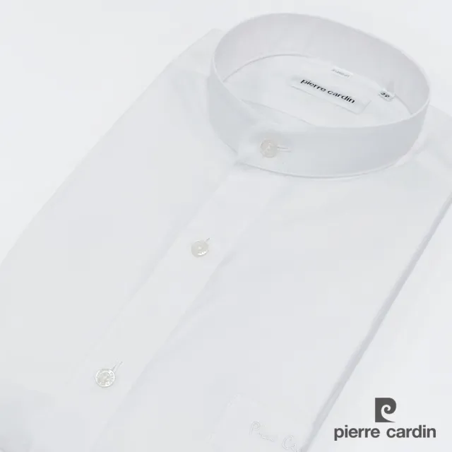 【pierre cardin 皮爾卡登】男襯衫 棉混紡吸濕透氣素色立領短袖襯衫_白色(41269-91)