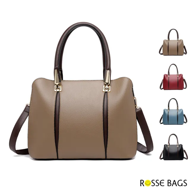 【Rosse Bags】時尚通勤大容量手提肩背包(現+預 卡其色 / 紅色 / 藍色 / 黑色)