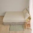 【翔仔居家】水洗長絨棉素色枕套床包3件組-奶油黃(特大)