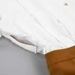 【ILEY 伊蕾】古典絲巾印花拼接排扣裝飾假兩件洋裝1221087007(卡其)