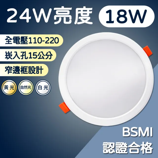 【JOYA LED】4入 LED崁燈 崁入孔15cm 窄邊框設計 高光效 2000lm(18W耗電 24W亮度)