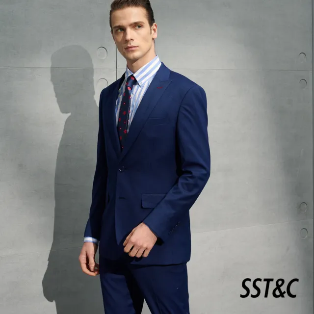 【SST&C 最後６５折】海軍藍細條紋修身西裝外套0112203008
