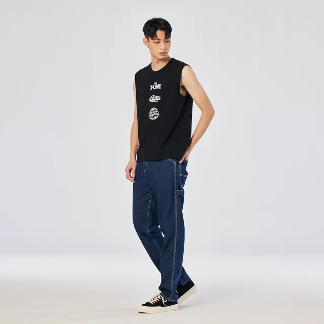 【Lee】男裝 休閒背心 / 全新旅程 無袖背心 塗鴉黑 標準版型 / X-LINE 系列(LL220024K11)