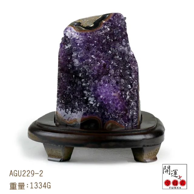 【開運方程式】頂級烏拉圭手工木雕底座紫晶鎮AGU229(1500g以上紫水晶鎮強大水晶組合)