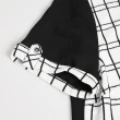 【ILEY 伊蕾】摩登格紋拼接造型反摺雪紡上衣1222011089(黑)