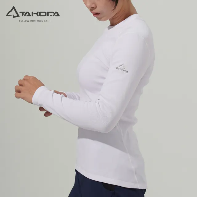 【TAKODA】Maka 圓領刷毛保暖衣 女款 白色(高效蓄熱/吸濕排汗/抗菌抑臭)