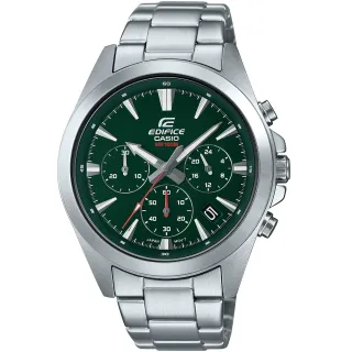 【CASIO 卡西歐】EDIFICE 簡約運動風三眼計時手錶-綠(EFV-630D-3A)