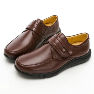 【GEORGE 喬治皮鞋】舒適系列 柔軟羊皮寬楦黏帶氣墊皮鞋 -咖 135020BR-20