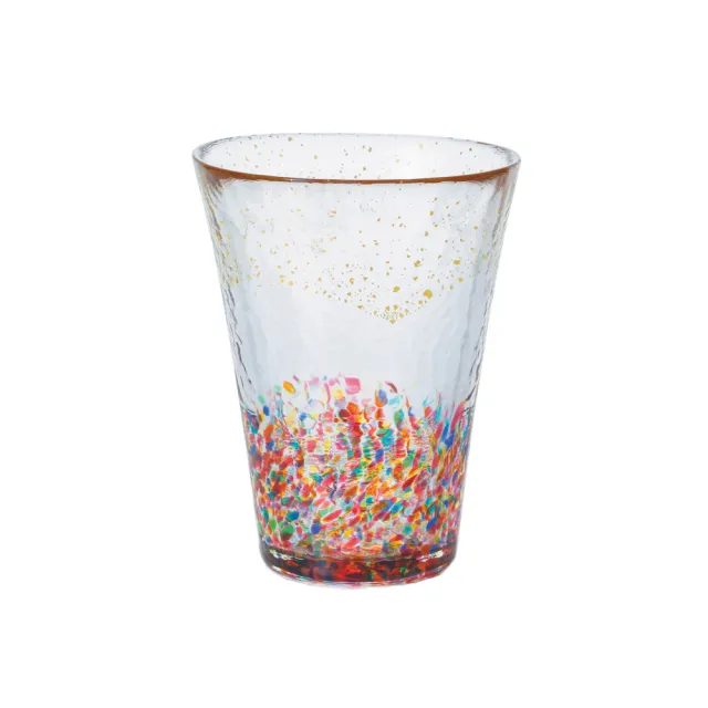 【ADERIA】日本津輕 2款手作玻璃杯 305ml 金彩花火祭典飲料杯(玻璃杯 水杯 飲料杯)