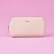 【FURLA 芙拉】FURLA  Electra金字LOGO牛皮拉鍊子母化妝包(糖醬白x芭蕾粉)