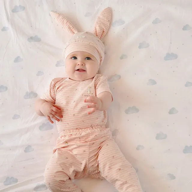 【奇哥官方旗艦】比得兔 兔蘿蔔嬰兒長褲-彈性花紗條布 2-3歲(2色選擇)