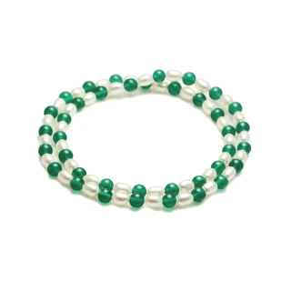 【大東山珠寶】綠玉髓天然珍珠 愛情物語 幸運寶石手鍊 雙層(綠玉髓/天然珍珠)