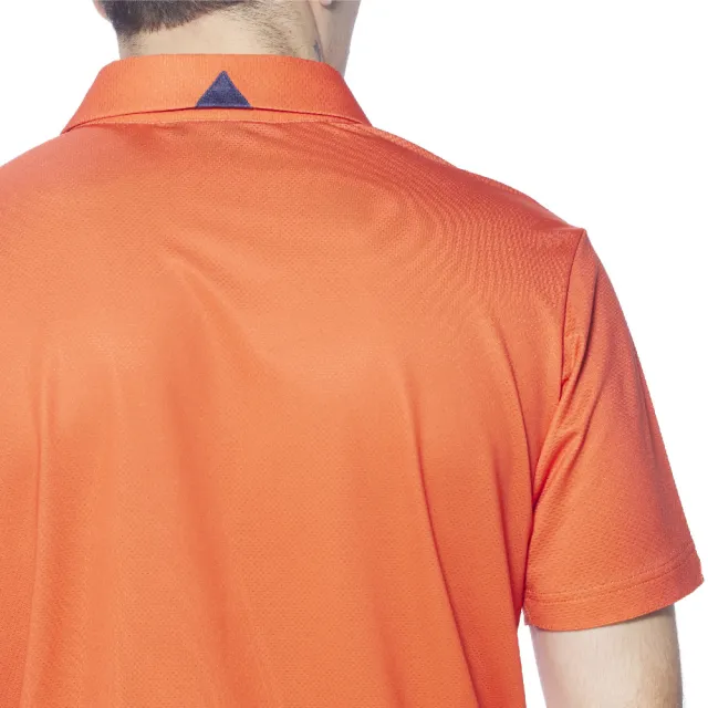 【Lynx Golf】男款吸汗速乾涼感合身版素面Lynx印花短袖POLO衫/高爾夫球衫(橘色)