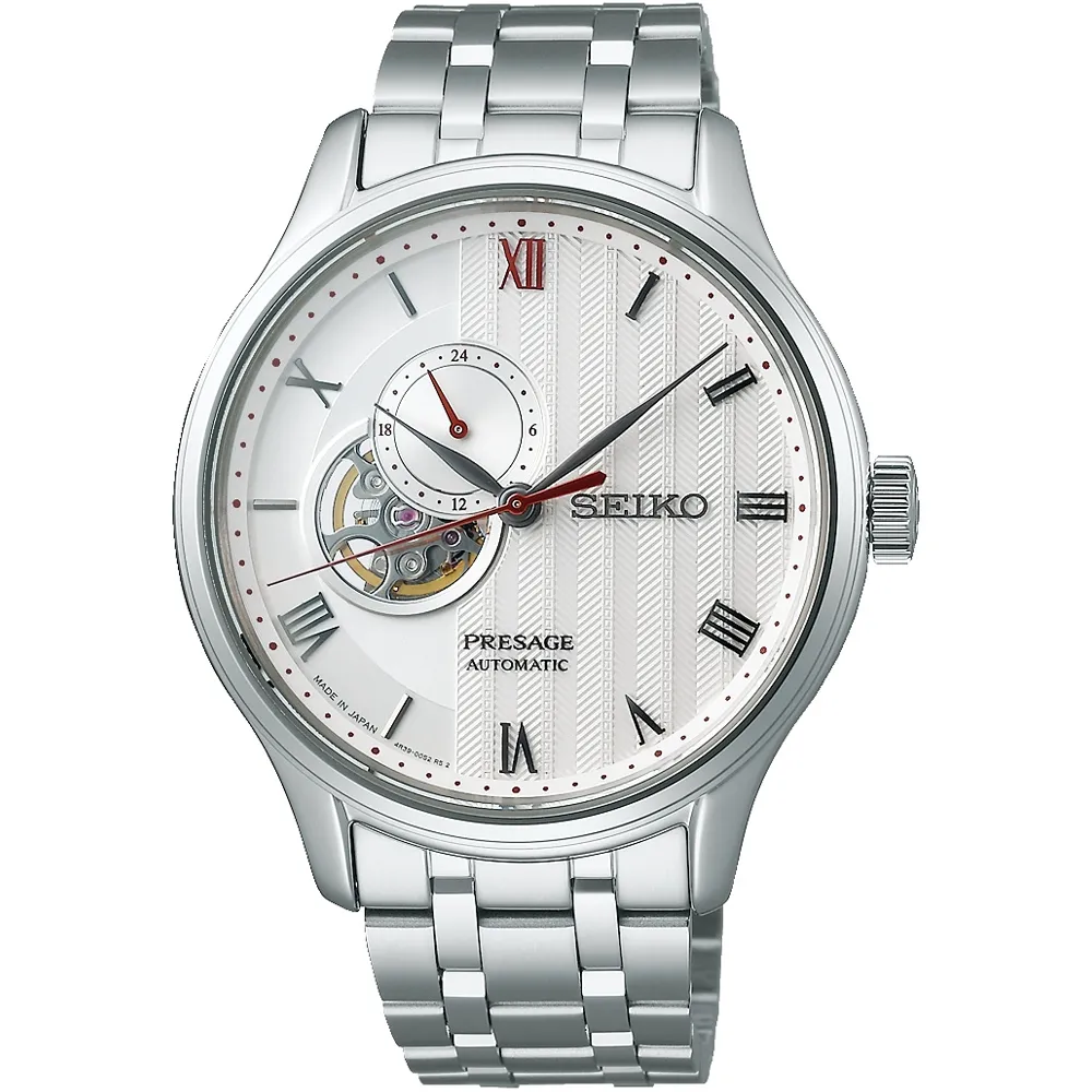 【SEIKO 精工】Presage 開芯機械腕錶41mm(SSA443J1 白色)
