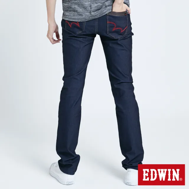 【EDWIN】男裝 大尺碼-JERSEYS迦績EJ2皮條EG窄直筒牛仔褲(原藍色)