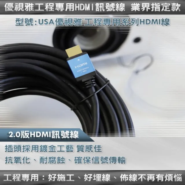 【USA優視雅】12米頂級高優規HDMI投影機訊號線(徹底解決訊號不佳的問題)