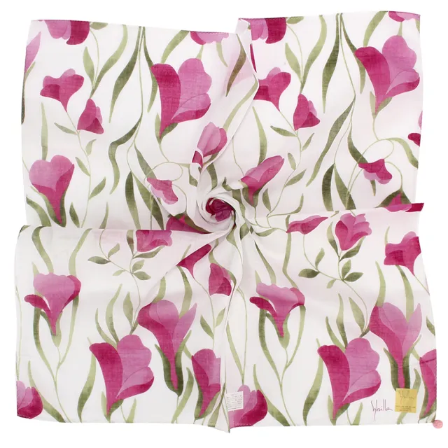 【Sybilla】繽紛花朵精選純棉方巾小領巾(13款)