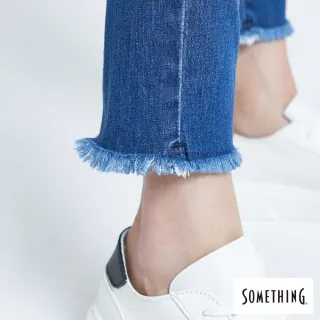 【SOMETHING】女裝 NEO FIT內腰鬆緊帶九分牛仔褲(中古藍)