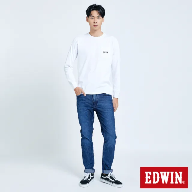 【EDWIN】男裝 JERSEYS 迦績超彈力低腰伸縮窄直筒牛仔褲(拔洗藍)