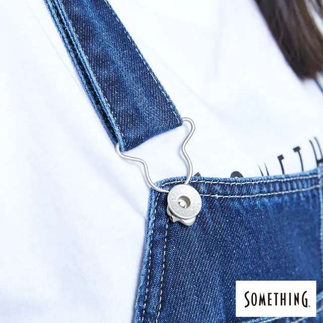 【SOMETHING】女裝 NEO FIT個性寬鬆吊帶長褲(酵洗藍)