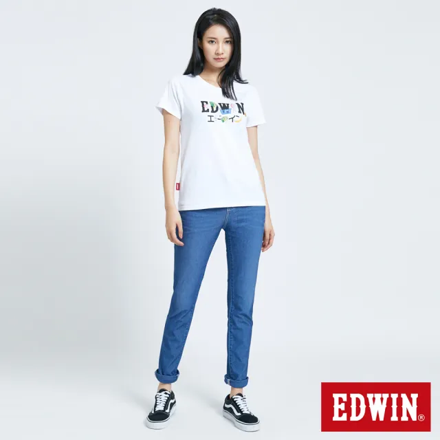 【EDWIN】女裝 JERSEYS迦績EJ7透氣錐型牛仔褲(拔洗藍)