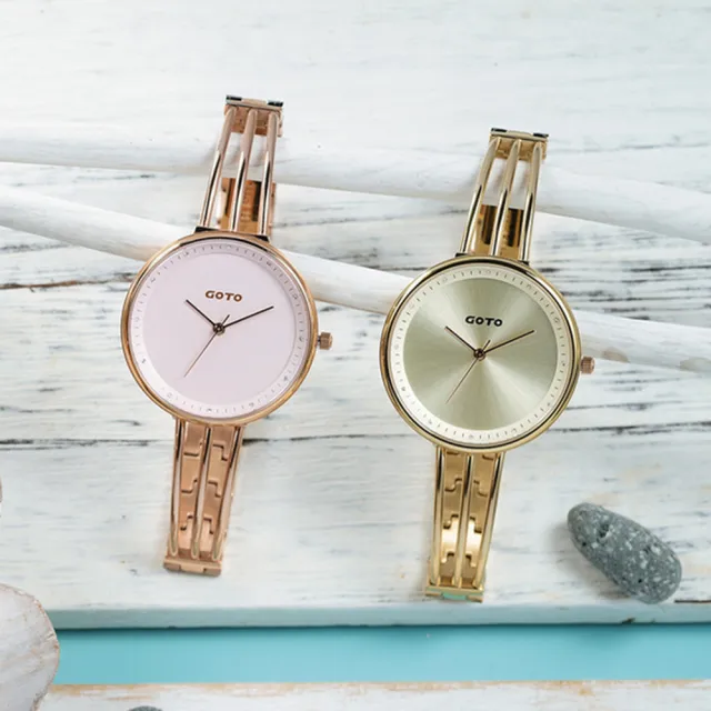 【GOTO】Sparkling Lake 湖光系列時尚手錶-IP玫x粉(GS2096L-44-841)