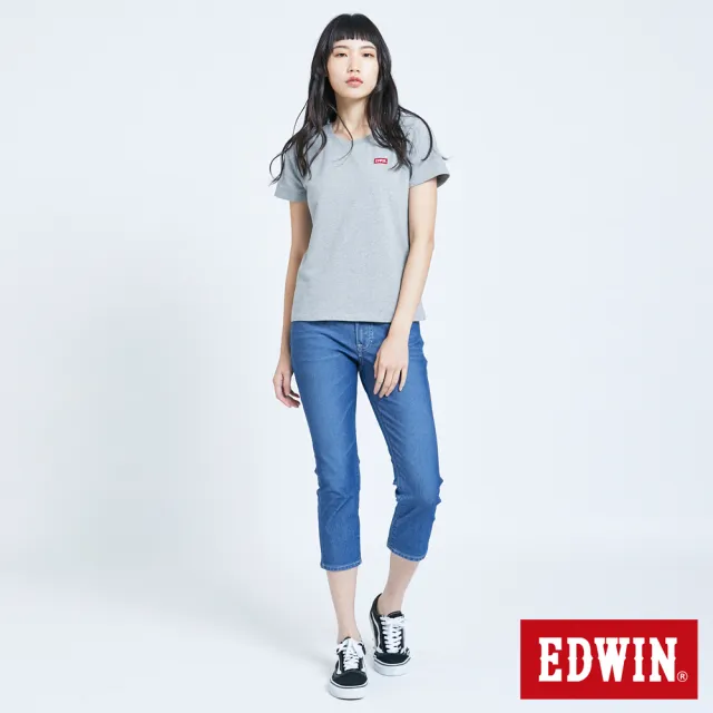 【EDWIN】女裝 JERSEYS迦績EJ2透氣修身七分牛仔褲(石洗藍)