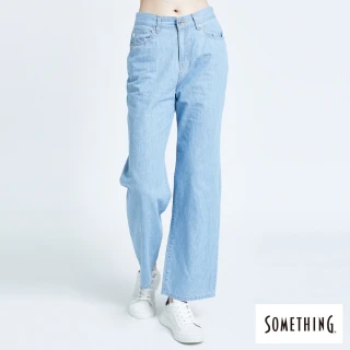 【SOMETHING】女裝 NEO FIT涼爽寬鬆直筒牛仔褲(漂淺藍)