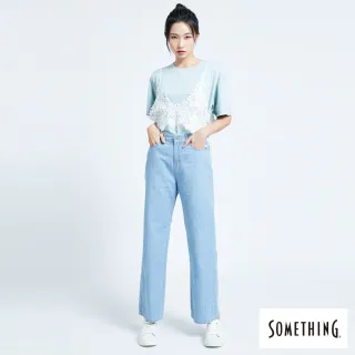 【SOMETHING】女裝 NEO FIT涼爽寬鬆直筒牛仔褲(漂淺藍)