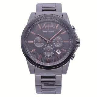 【A|X Armani Exchange】Armani Exchange 戰士風範三眼計時運動腕錶-黑灰-AX2086