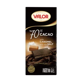 即期品【Valor】70%焦糖海鹽黑巧克力片100g/片(效期：2024/12/31)