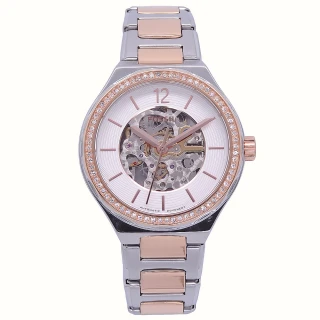 【FOSSIL】FOSSIL 美國最受歡迎頂尖潮流時尚機械腕錶-銀+玫瑰金-BQ3780