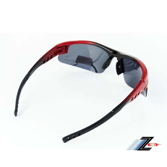【Z-POLS】帥氣半框設計質感黑紅漸層 搭載Polarized偏光運動太陽眼鏡(抗UV400 可配度數設計)