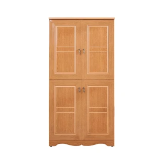 【南亞塑鋼】3尺四開門橫飾條線框造型高鞋櫃(木紋色)