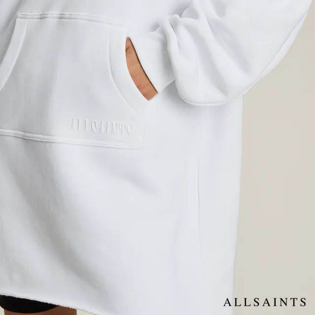 【ALLSAINTS】LILA 純棉厚實口袋連帽衛衣式洋裝-白(舒適版型)