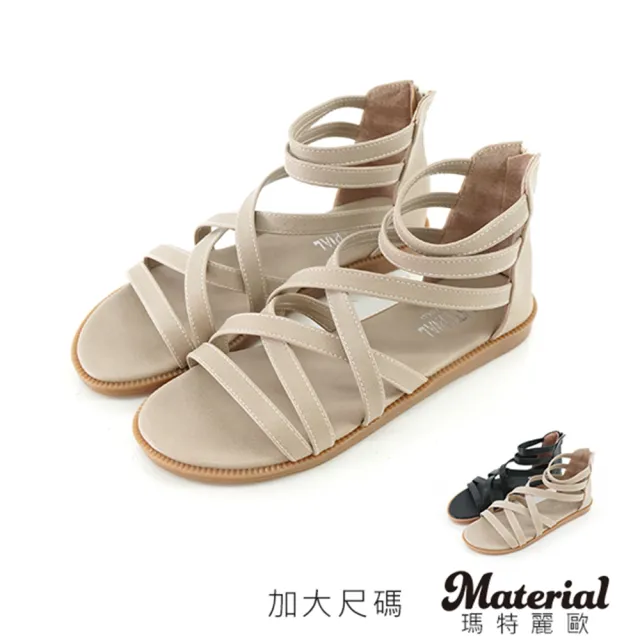 【MATERIAL】女鞋 涼鞋 加大尺碼寬帶交叉環繞羅馬涼鞋 MA女鞋 TG1013(涼鞋)