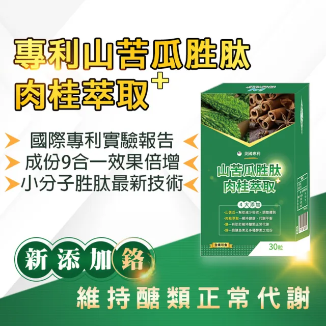 【薇爾艾伯】山苦瓜胜肽+肉桂萃取-小分子胜肽最新技術-1入/共30粒(維持醣類代謝正常、國際專利實驗報告)