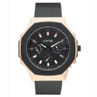 【LOVME】101系列三眼八角方殼米蘭錶帶時尚手錶(VM3101M-A3-341)