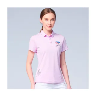 【Jack Nicklaus 金熊】GOLF女款彈性素面抗UV吸濕排汗高爾夫球衫/POLO衫(粉紅色)