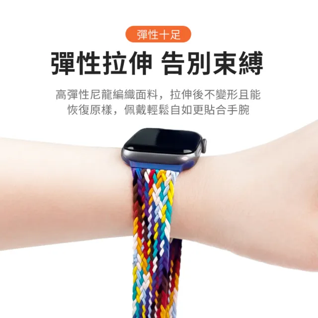 【ANTIAN】Apple Watch Ultra 2 Series 9/8/7/SE/6/5/4/ 雙色編織尼龍卡扣錶帶 38/40/41mm 42/44/45/49mm