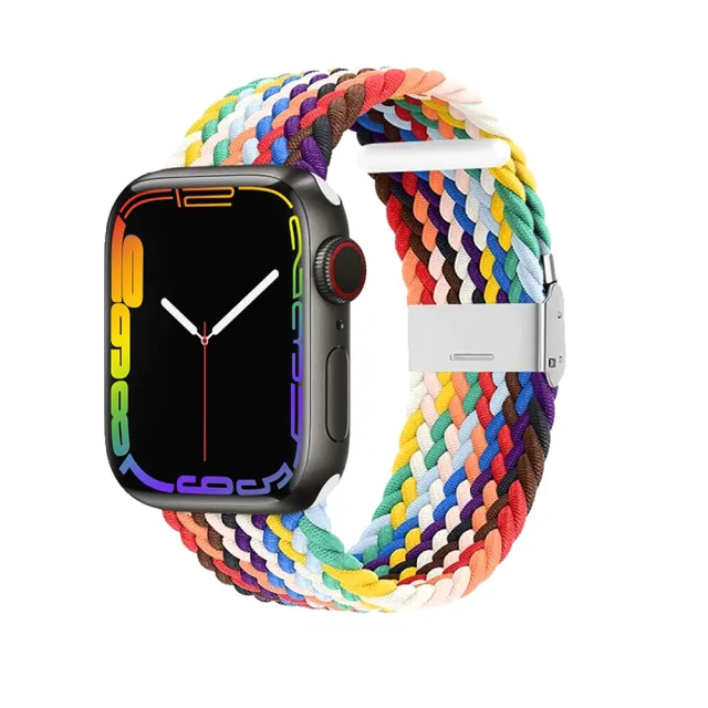 【ANTIAN】Apple Watch Ultra 2 Series 9/8/7/SE/6/5/4/ 雙色編織尼龍卡扣錶帶 38/40/41mm 42/44/45/49mm